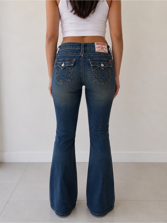 True Religion Denim - True Religion Women’s Jeans Size 31 Y2K Dark Wash Bootcut Horseshoe Pockets